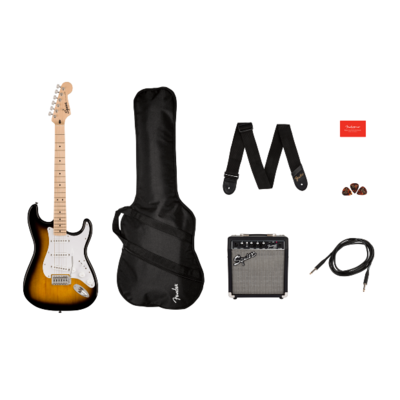 Squier Sonic® Stratocaster® Pack, Maple Fingerboard, 2-Color Sunburst, Gig Bag, 10G - 120V