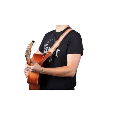Taylor 2" Academy Jacquard Leather Guitar Strap White/Brown