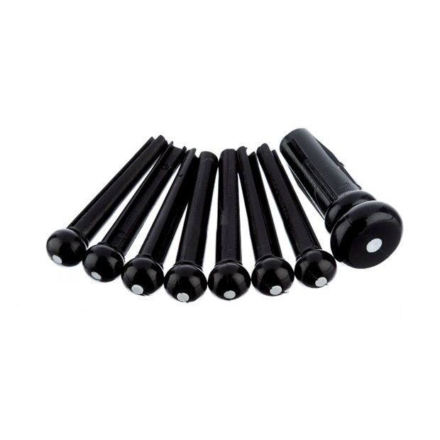 Fender Acoustic Bridge Pin Set, Black with White Dot (7)