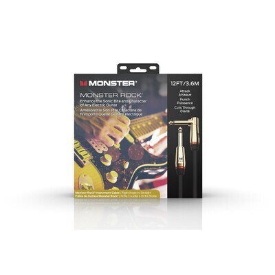 Monster Prolink Rock 1/4" Instrument Cable. 12 ft - Right Angle to Straight