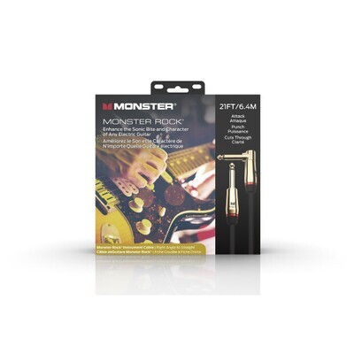 Monster Prolink Rock 1/4" Instrument Cable. 21 ft - Right Angle to Straight