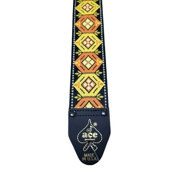 Ace Vintage Reissue Guitar Strap - Orange on Black