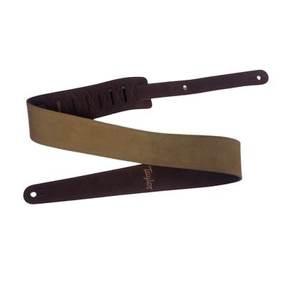Taylor 2.5" Embroidered Suede Guitar Strap Chocolate Brown