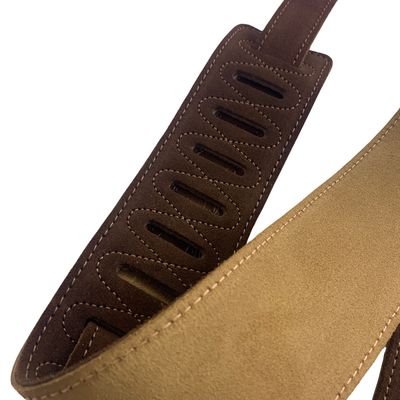 Taylor 2.5" Embroidered Suede Guitar Strap Chocolate Brown