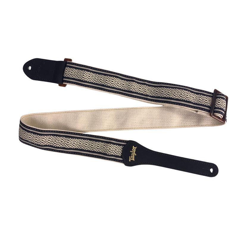 Taylor 2" Academy Jacquard Leather Guitar Strap White/Black