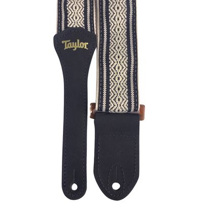 Taylor 2" Academy Jacquard Leather Guitar Strap White/Black