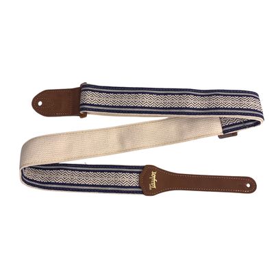 Taylor 2" Academy Jacquard Leather Guitar Strap White/Blue