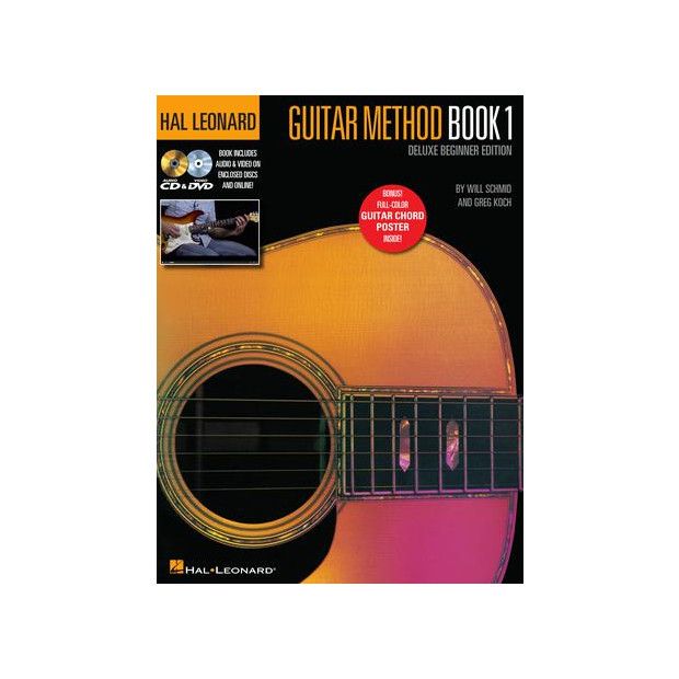 Hal Leonard Guitar Method – Book 1, Deluxe Beginner Edition Includes Audio &amp; Video on Discs and Online Plus Guitar Chord Poster