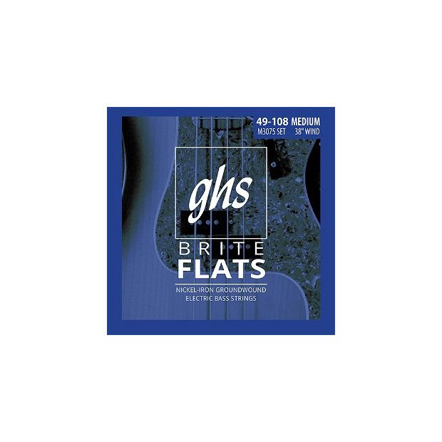 ghs Bass Brite Flats™ - M3075 Set, Medium 49-108 (38" winding)