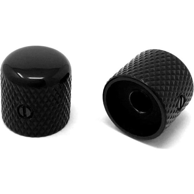 Vintage Forge Black Metal Dome Knobs - Fender Telecaster Guitar and Precision P-Bass (Set of 2) Black