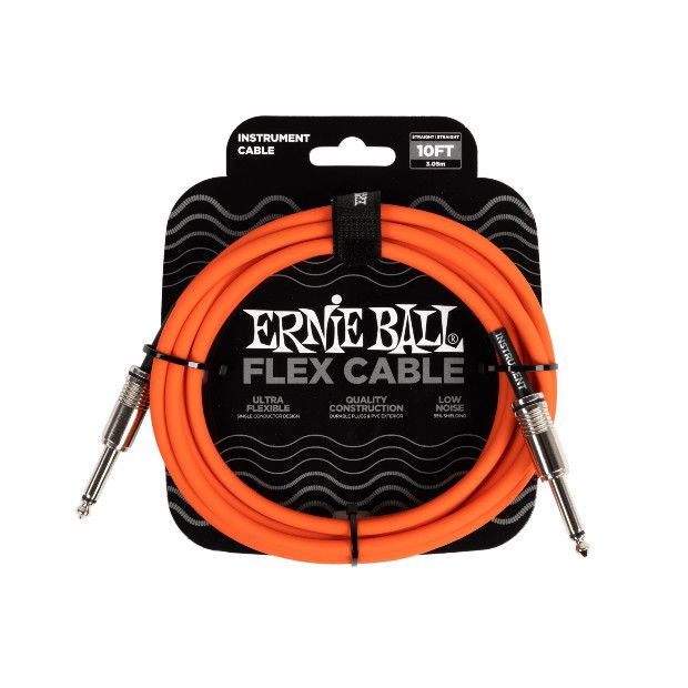 Ernie Ball 6416 Flex Instrument Cable Straight/Straight 10ft - Orange