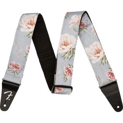 Fender Floral Strap, Gray, 2"