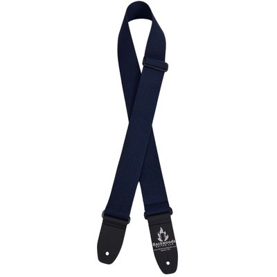 Backwoods 2" Cotton Guitar Strap w/Tri Glide & Leather Ends Navy