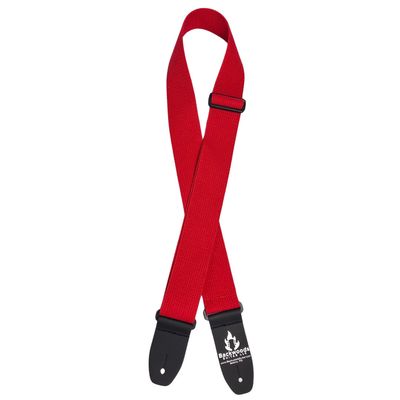 Backwoods 2" Cotton Guitar Strap w/Tri Glide & Leather Ends Red