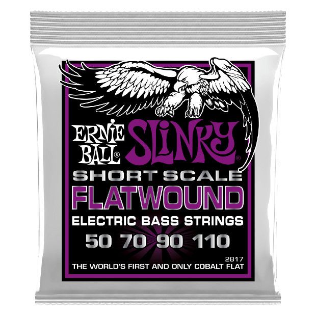 Ernie Ball 2817 Power Slinky Cobalt Flatwound Short Scale Electric Bass Strings 50-110 Gauge