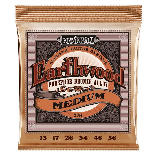Ernie Ball 2144 Medium Earthwood Phosphor Bronze Acoustic Guitar Strings 13-56 Gauge