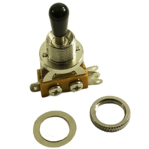 WD 3 Position Toggle Switch For Les Paul Style Guitars 2 Pickup - Chrome w/Black Plastic Tip (1)