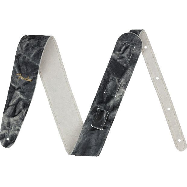 Fender Tie Dye Leather Strap, Black, 2"