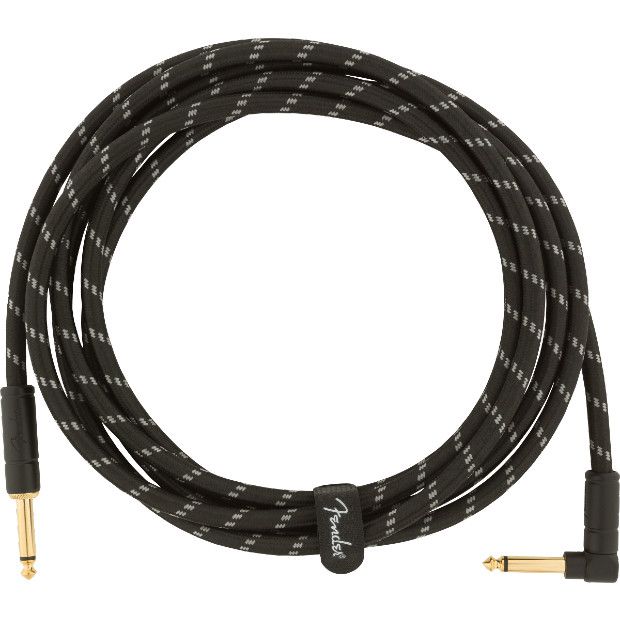 Fender Deluxe Series Instrument Cable, Straight/Angle, 10', Black Tweed