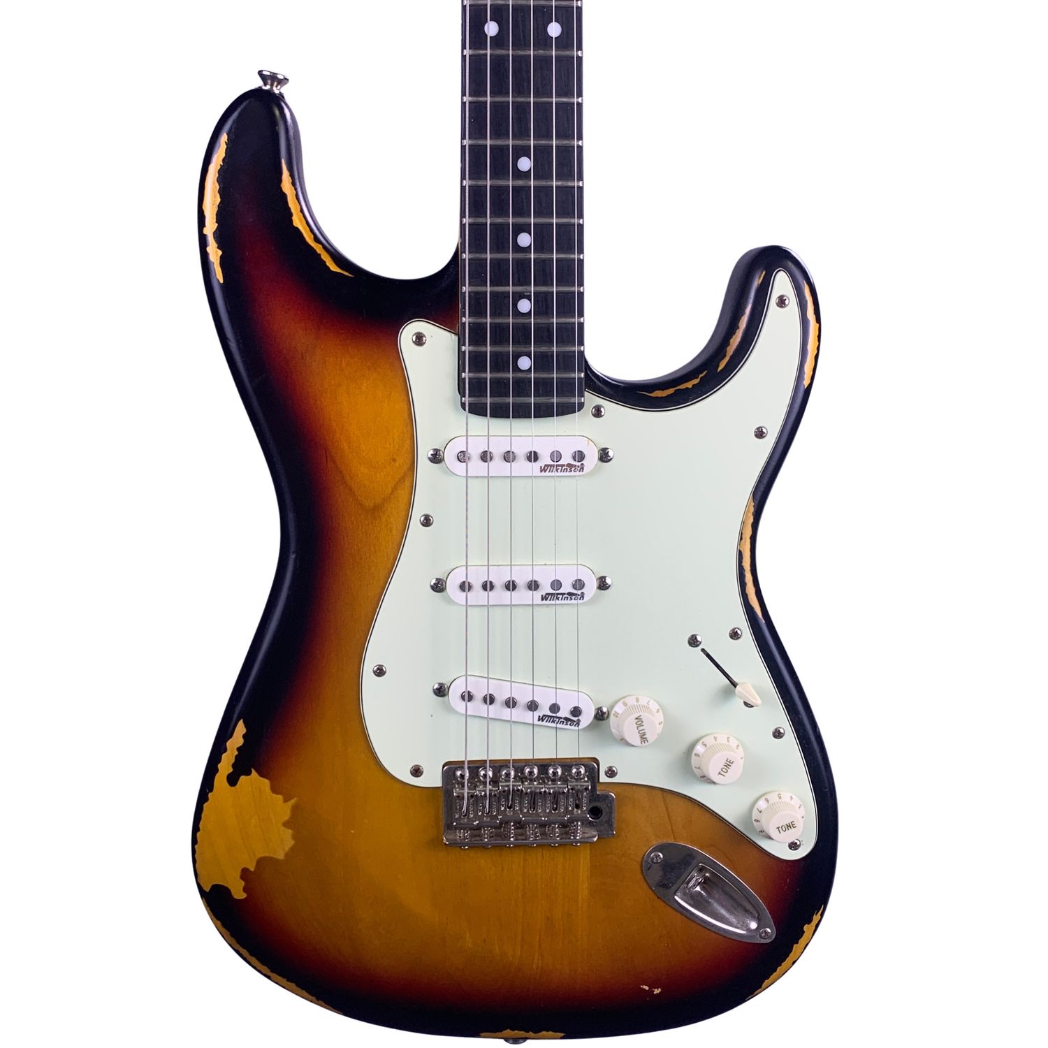 Vintage V6MR-SB Icon Series SSS with Rosewood Fretboard- Distressed Sunburst (Used)