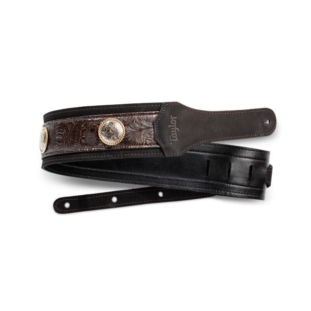 Taylor Grand Pacific 3&quot; Nickel Concho Leather Strap Black