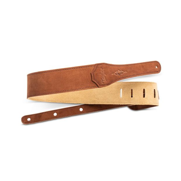 Taylor Gemstone 2.5&quot; Sanded Leather Guitar Strap Medium Brown
