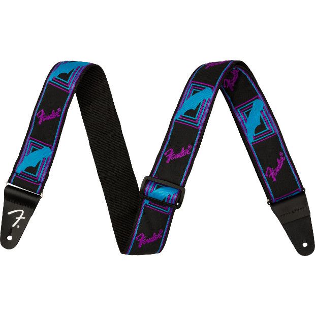 Fender Neon Monogrammed Strap, Blue and Purple, 2"