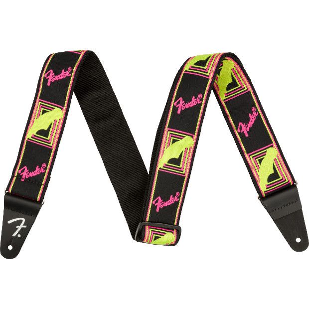 Fender Neon Monogrammed Strap, Pink and Yellow, 2&quot;