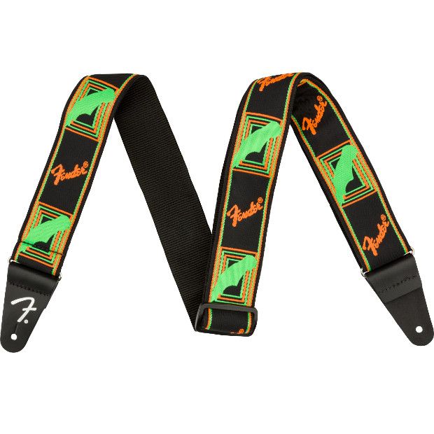 Fender Neon Monogrammed Strap, Green and Orange, 2&quot;