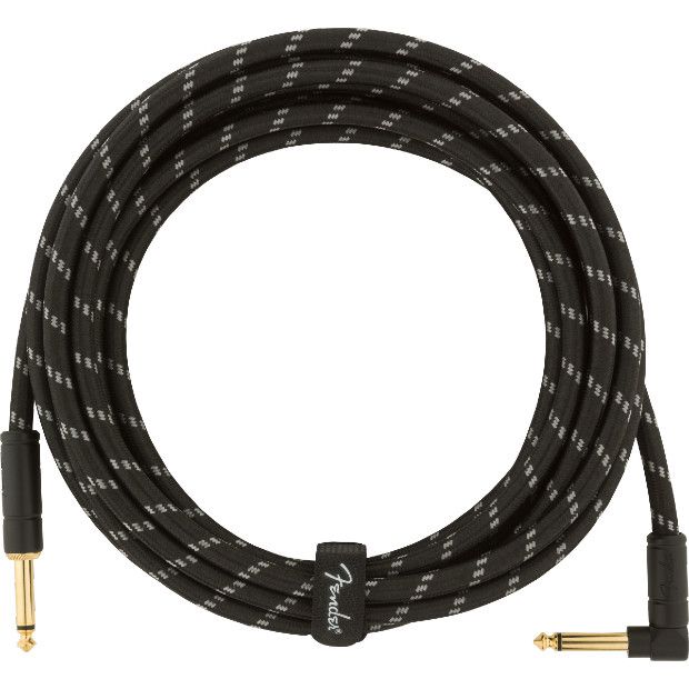 Fender Deluxe Series Instrument Cable, Straight/Angle, 15&#39;, Black Tweed