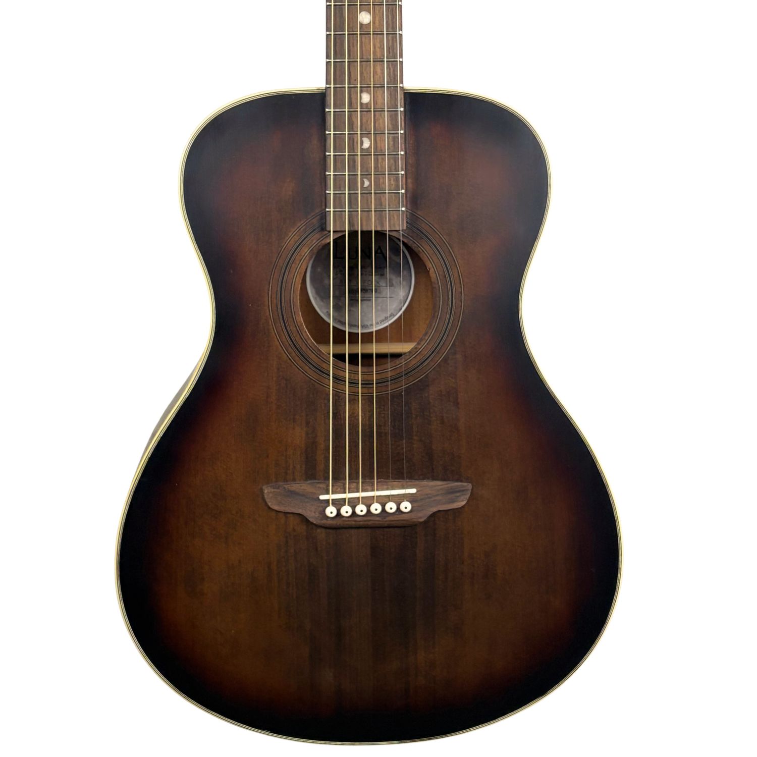 Luna Art Vintage Folk Grand Concert Acoustic Guitar Distressed Vintage Brownburst (Used)