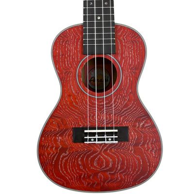 Amahi C-22 Quilted Ash Concert Ukulele Red w/Gigbag