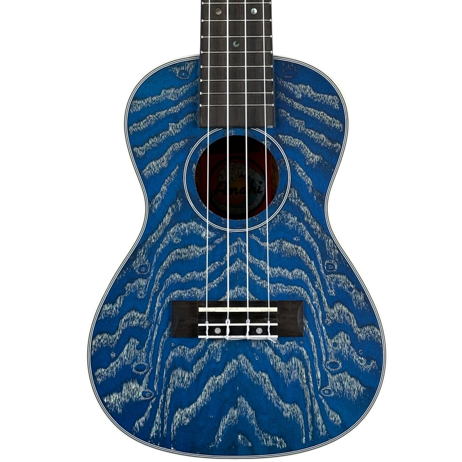 Amahi C-23 Quilted Ash Concert Ukulele Blue w/Gigbag