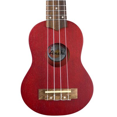 Amahi UK-110RD Traditional Shape Ukulele, 17″ Sopranino, Red