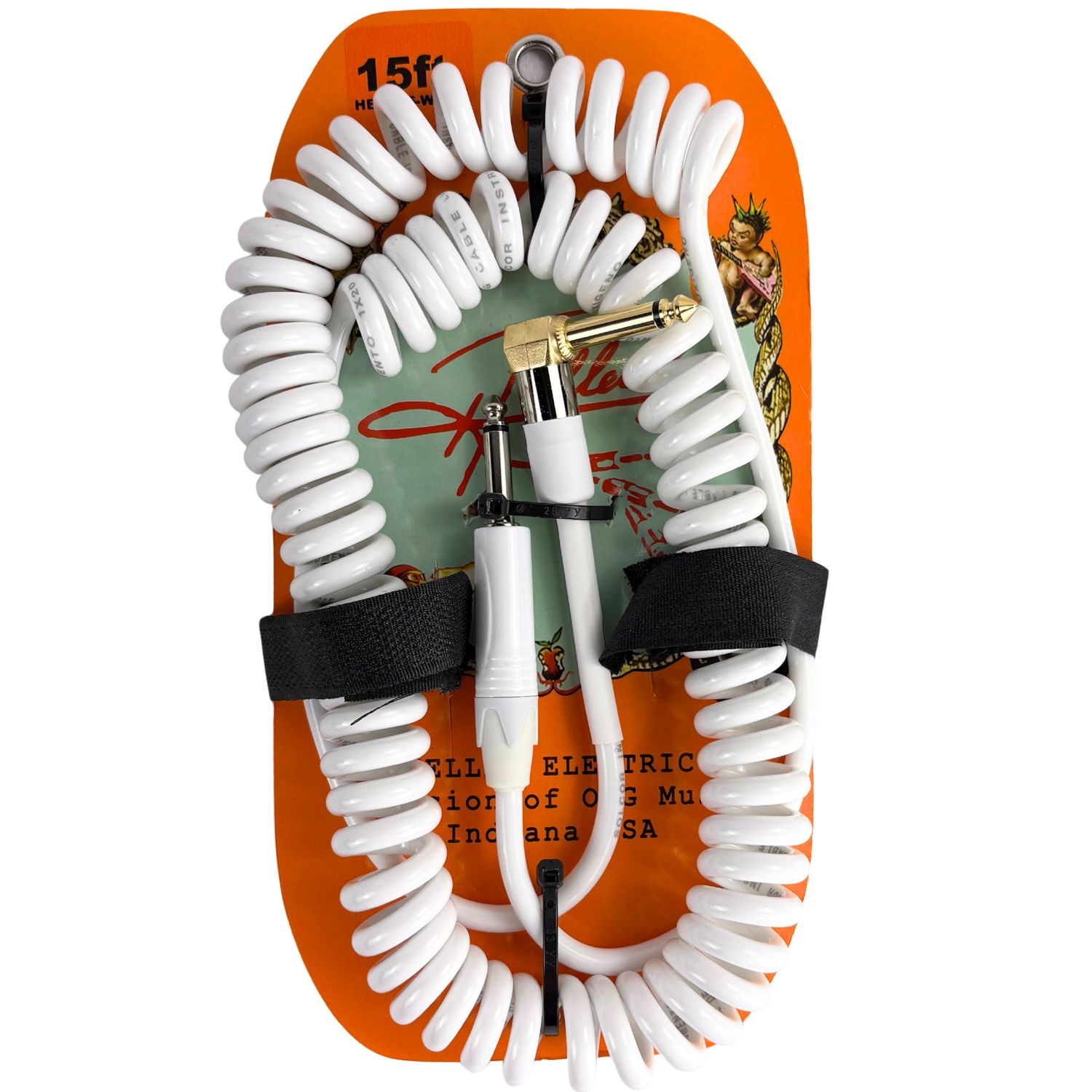 Heller Electric Coil-Connect Cable 1/4" Straight-to-Angle White 15ft