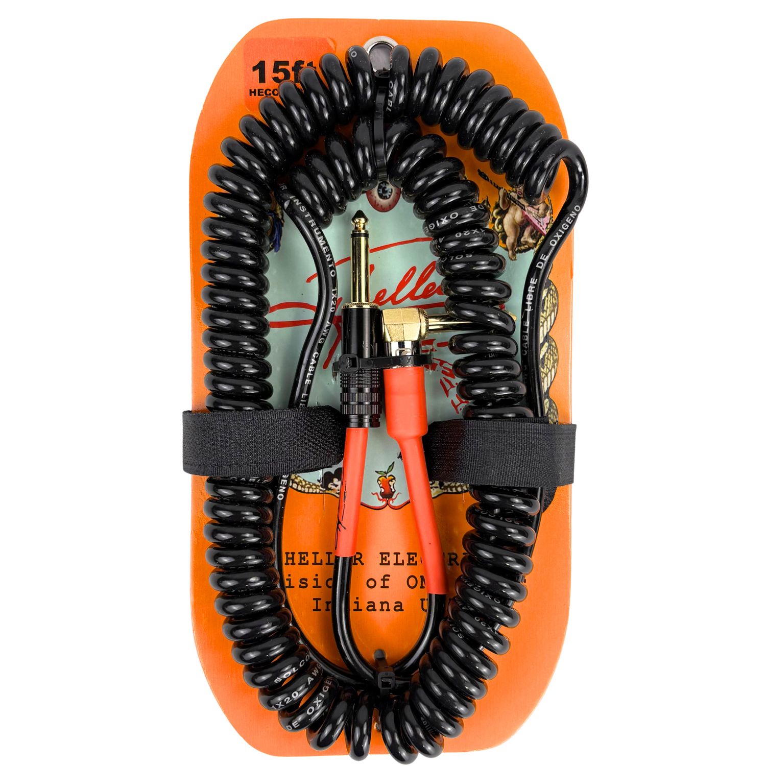 Heller Electric Coil-Connect Cable 1/4" Straight-to-Angle Black 15ft