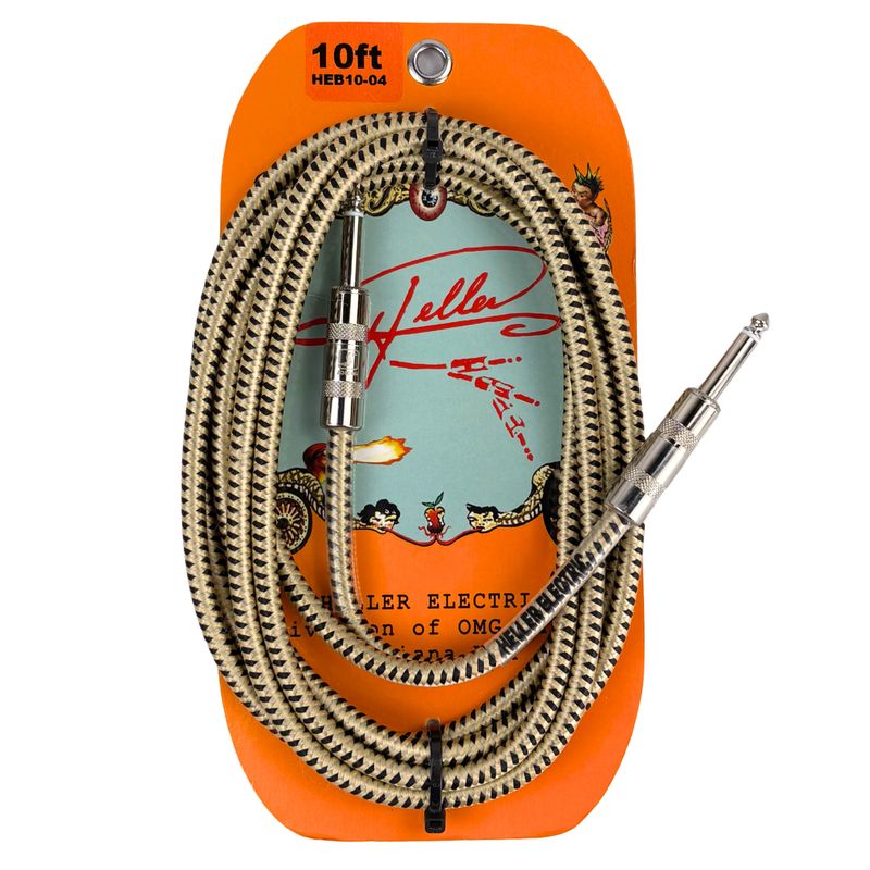 Heller Electric Braid-Cable 1/4" Straight-to-Straight Gold & Black 10ft