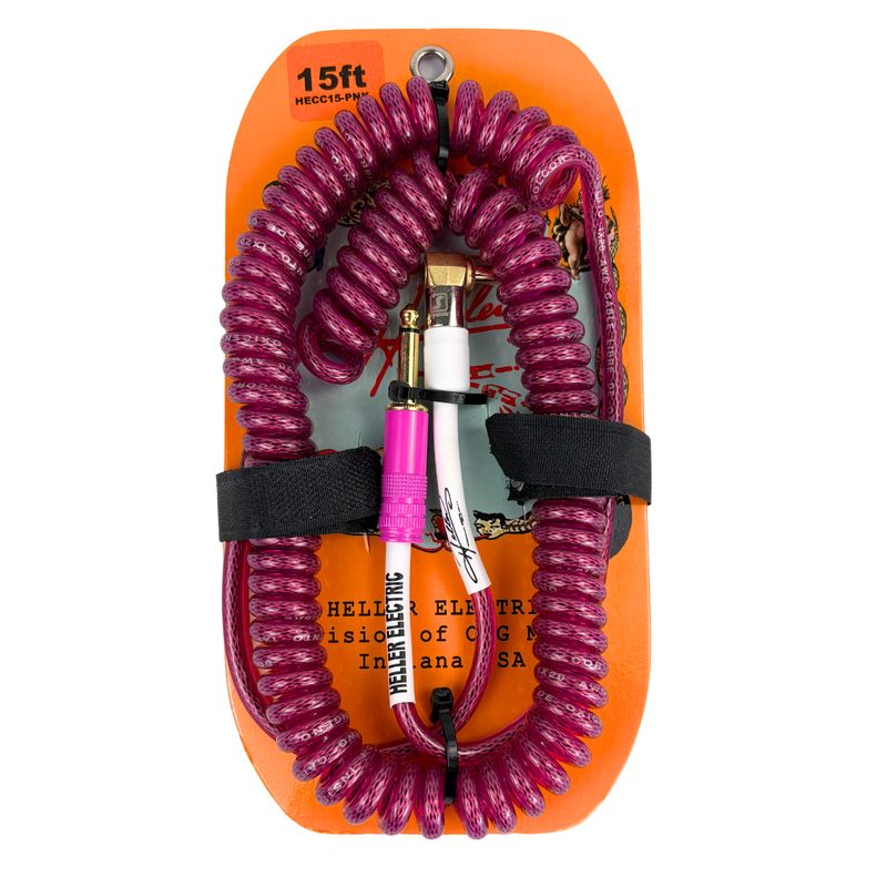 Heller Electric Coil-Connect Cable 1/4" Straight-to-Angle Pink 15ft