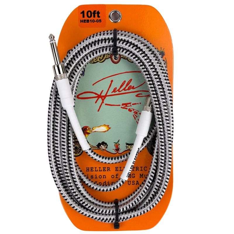 Heller Electric Braid-Cable 1/4" Straight-to-Straight Silver & Black 10ft