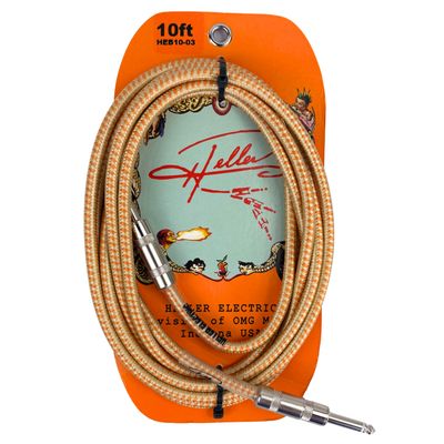 Heller Electric Braid-Cable 1/4" Straight-to-Straight Gold & Tangerine Tweed 10ft