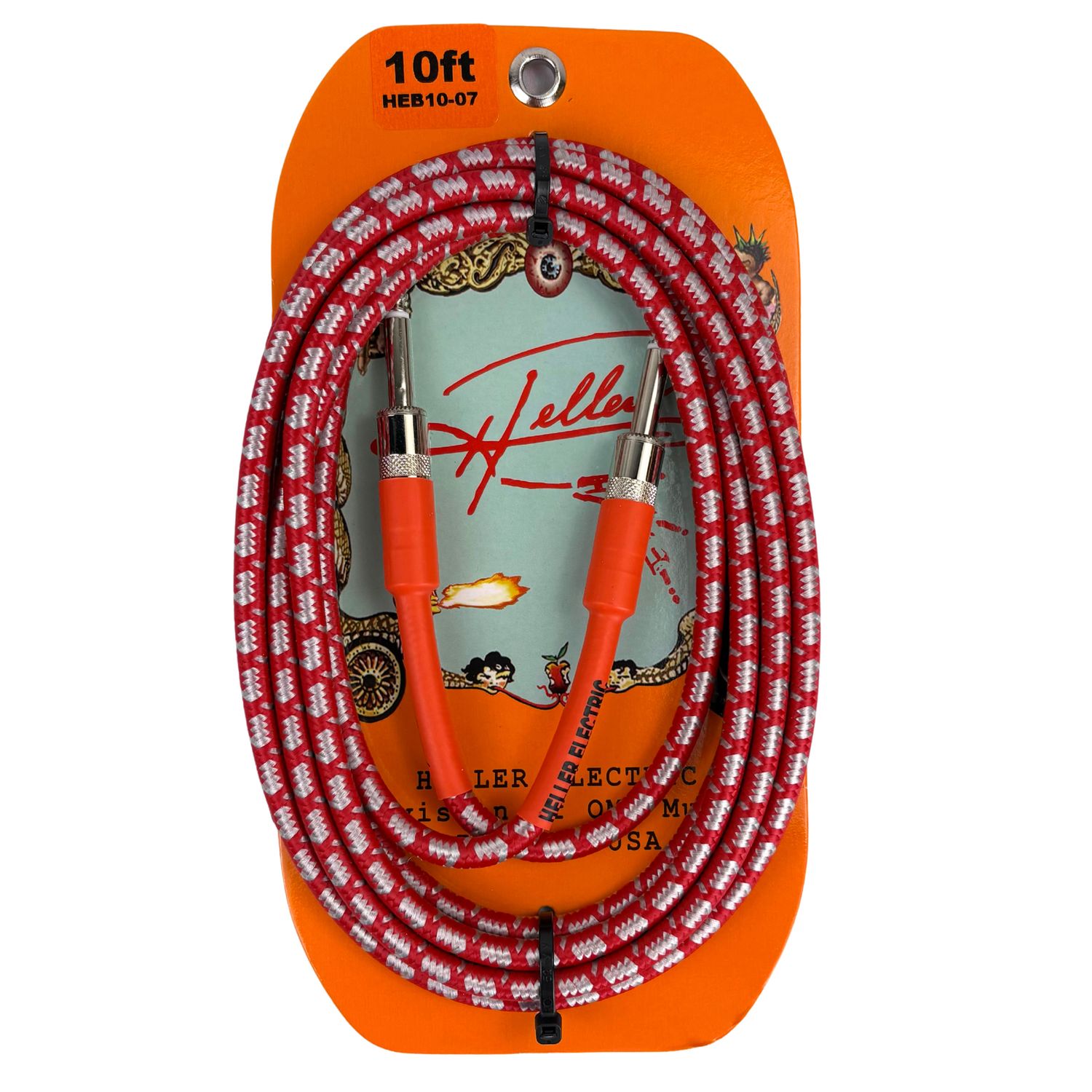 Heller Electric Braid-Cable 1/4" Straight-to-Straight Red & Silver 10ft