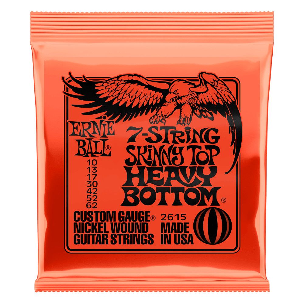Ernie Ball Skinny Top Heavy Bottom Slinky Nickel Wound 7-String Electric Guitar Strings 10-62 Gauge