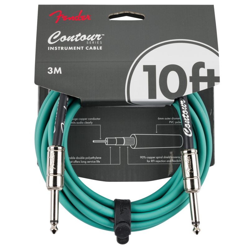 Fender Contour Instrument Cable, Sherwood Green, 10'