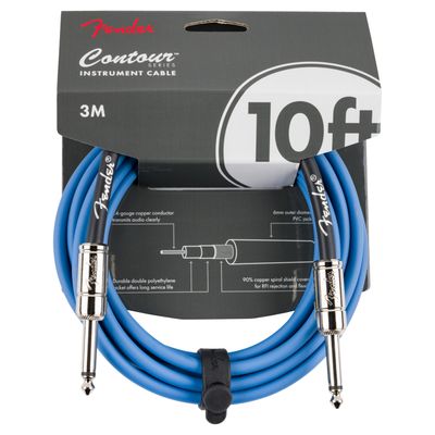 Fender Contour Instrument Cable, Lake Placid Blue, 10'