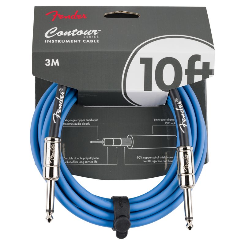 Fender Contour Instrument Cable, Lake Placid Blue, 10'