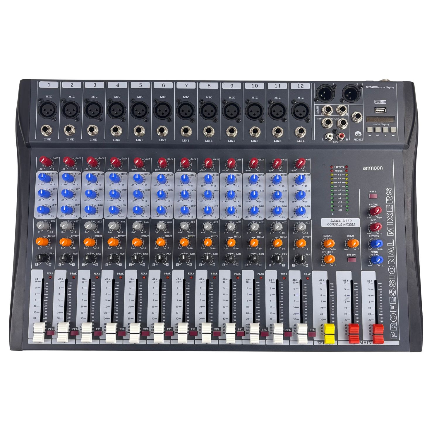 Ammoon 12 Channel Professional Sound System Studio Audio Mixing Console (Used)