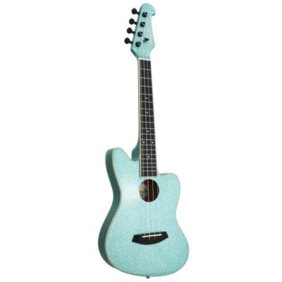 Amahi UK-001TEQGR Turquoise Glitter Tenor Ukulele with EQ