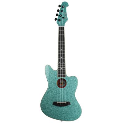 Amahi UK-001TEQGR Turquoise Glitter Tenor Ukulele with EQ