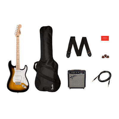 Squier Sonic Stratocaster Pack, Maple Fingerboard, 2-Color Sunburst, Gig Bag, 10G - 120V