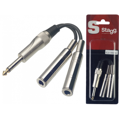 Stagg 1 x Male Mono Phone Plug/2x Female Mono Phone Plug adaptor